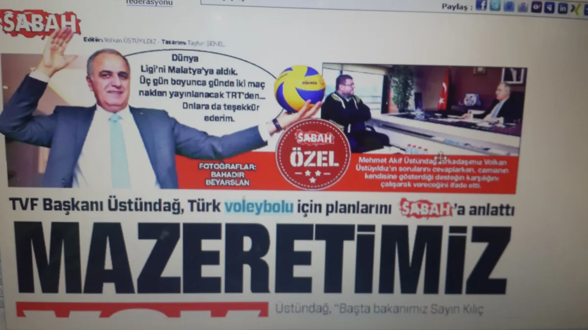TVF Başkanı Akif Üstündağ " Mazeretimiz Yok"