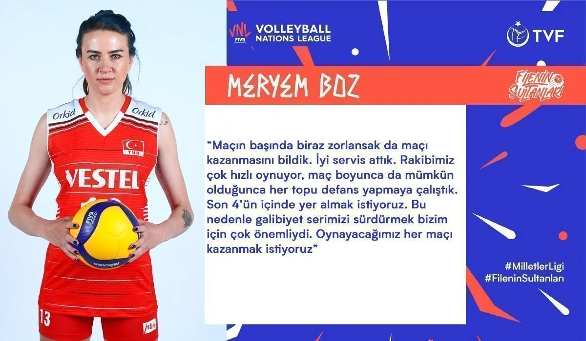 Meryem Boz" Galibiyet serimizi sürdürmek bizim için çok önemliydi.