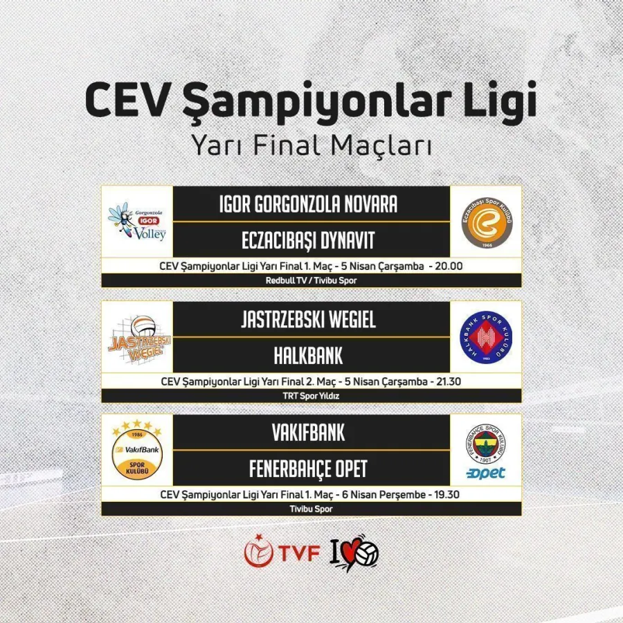 Temsilcilerimiz, CEV Şampiyonlar Ligi’nde Yarı Finalde Sahaya Çıkacak